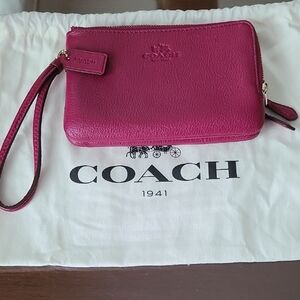 Coach Fuchsia Leather Wristlet